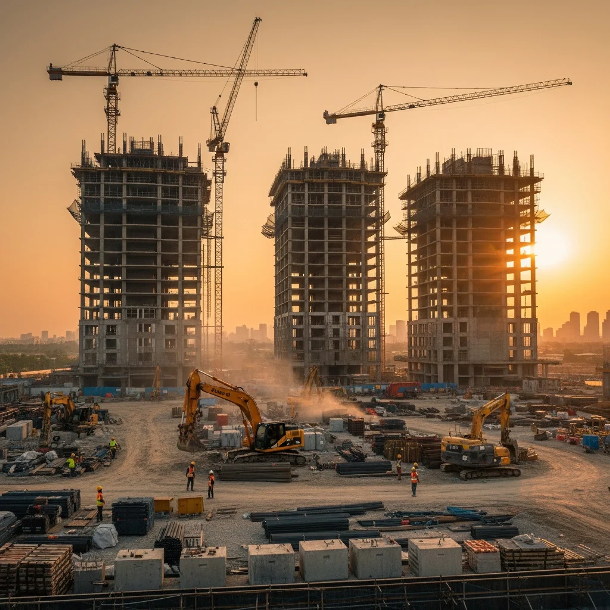 Earthworks under way on a construction site